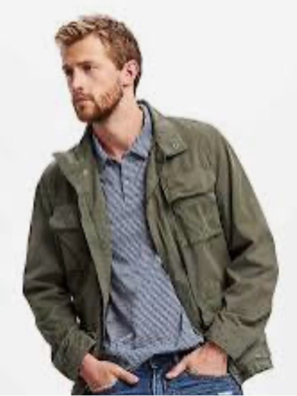 90s Old Navy Military Style Field Chore Jacket Olive Green Stowe Away Hood SizeL